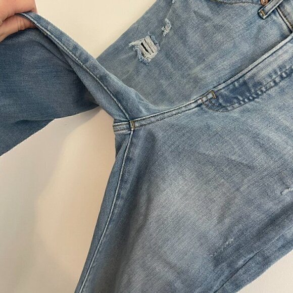 EXPRESS Flare High Rise Jeans Light Wash Ripped Fraying Raw Hem High Waisted Y2K - Picture 7 of 12